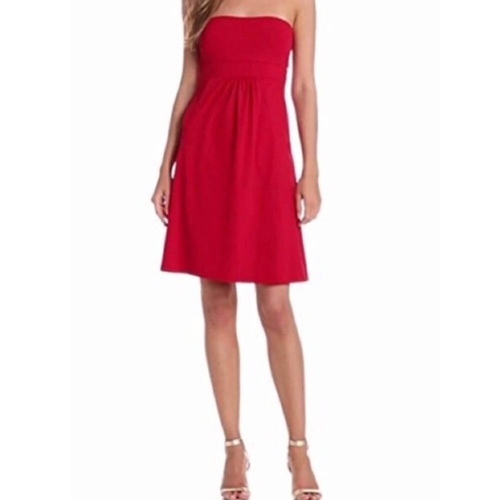 Strapless red sun dress